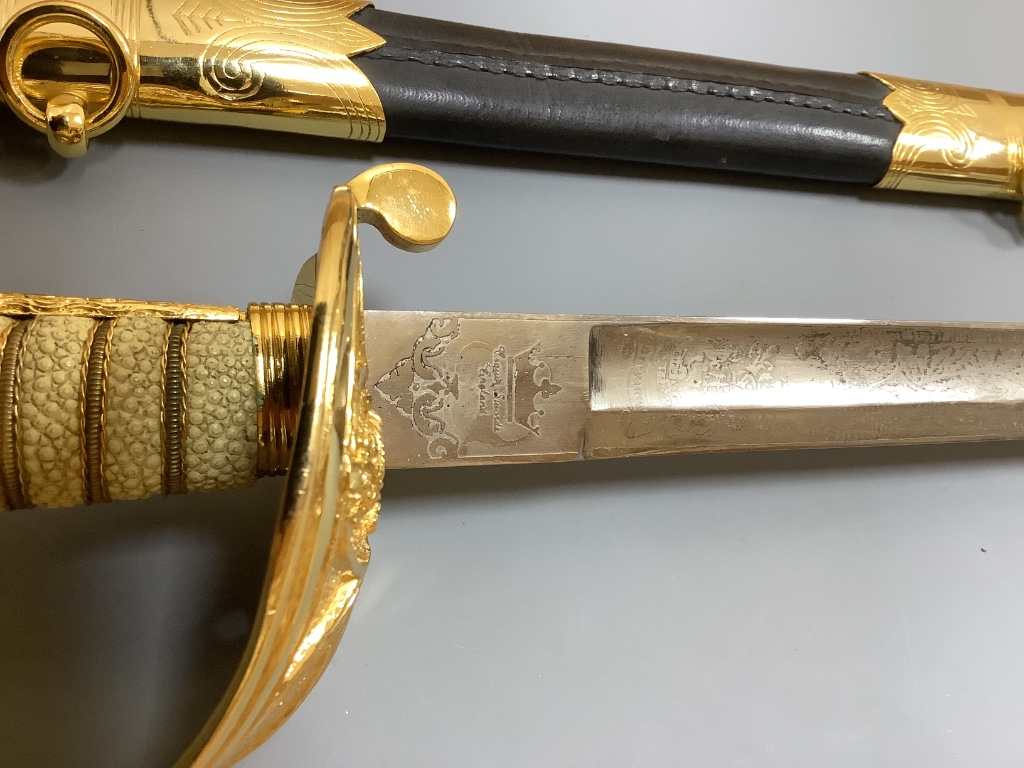 A QEII 1827 pattern naval officer's sword, Crown Swords, England